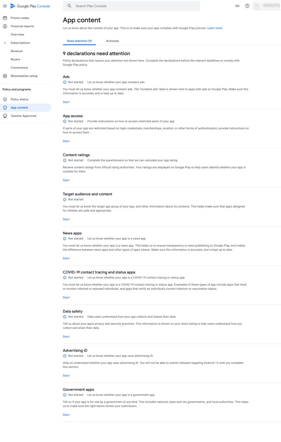 Updating App content - policy and programs in Google Play Console ...